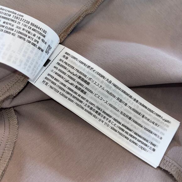 Abercrombie & Fitch Dress Emerson Taupe Pleated Party Balloon Sleeve NWT - Picture 7 of 8